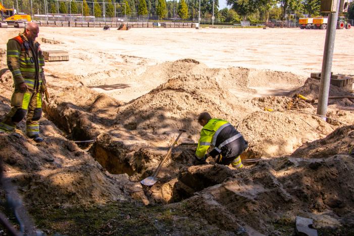 Gasleiding geraakt bij graafwerkzaamheden AFC Quick