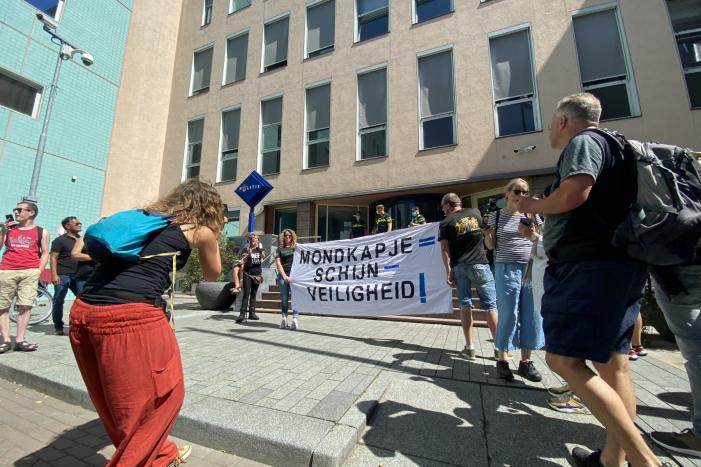 Demonstratie tegen mondkapjesplicht