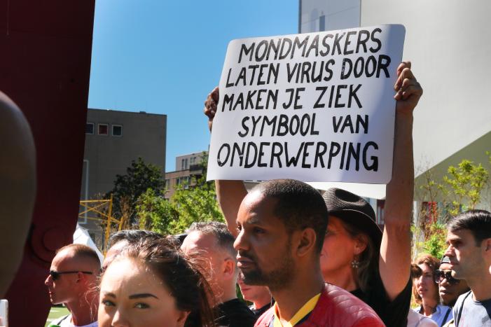 Demonstratie tegen mondkapjesplicht