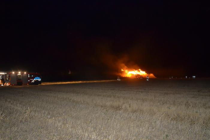 Grote stapel met wilgenhout vliegt in brand