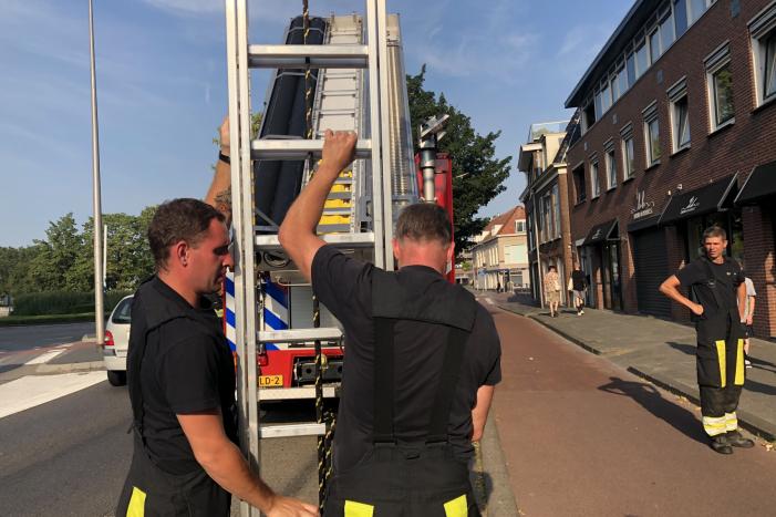 Kat vast tussen klapraam