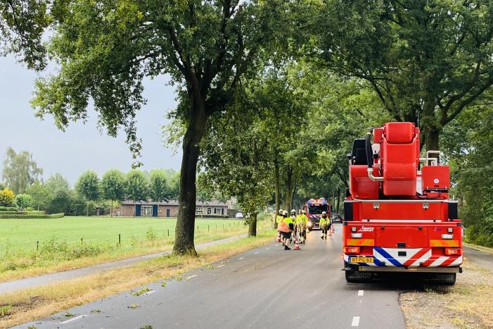 Gevaarlijke afgebroken tak door brandweer verwijderd