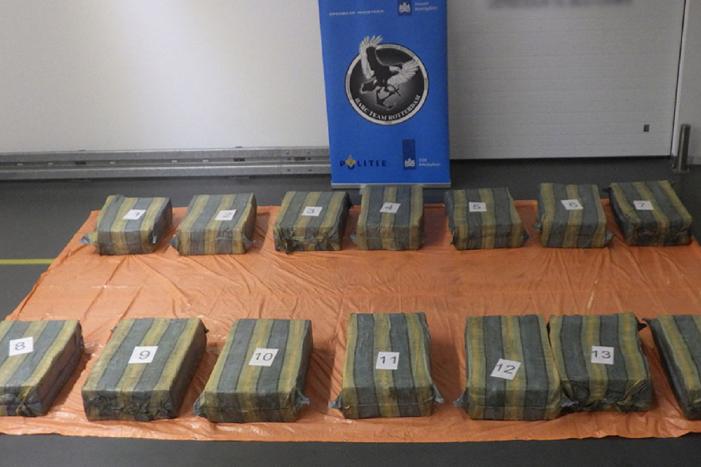 Partij van 1100 kilo cocaïne onderschept in container met bananen