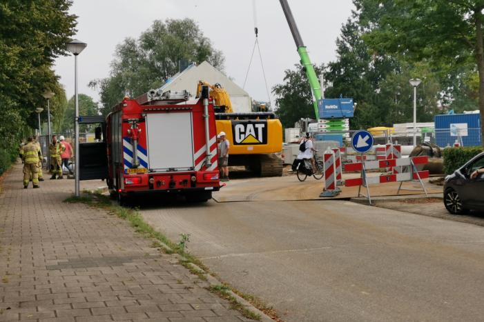 Gasleiding geraakt bij graafwerkzaamheden op bouwplaats