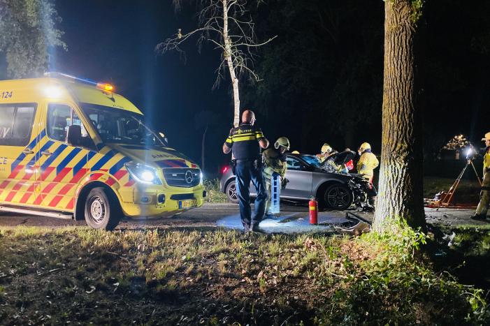 Bestuurder zwaargewond na crash tegen boom