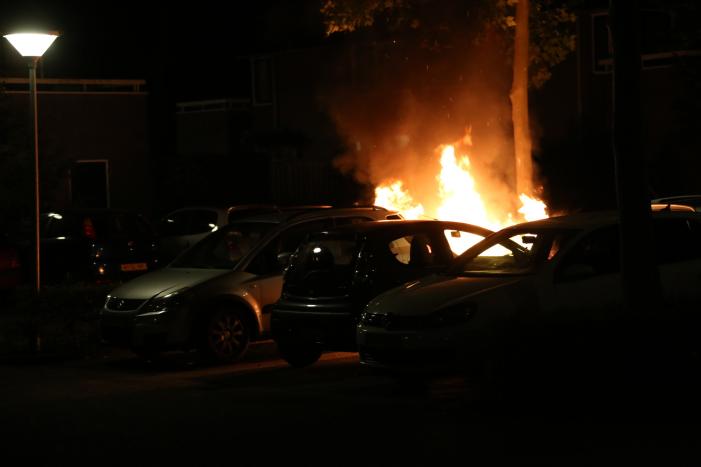 Auto verwoest door brand