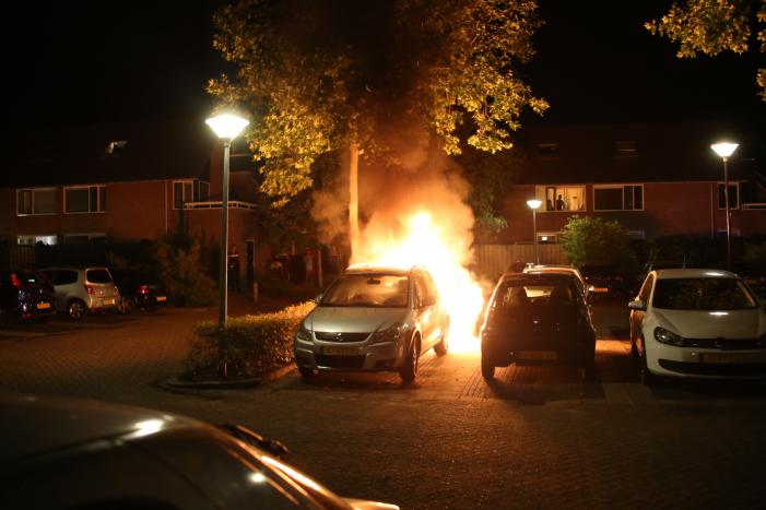 Auto verwoest door brand