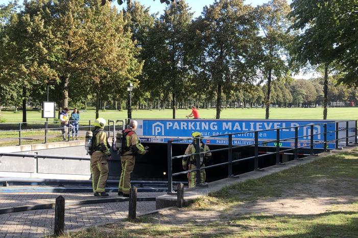 Brand in parkeergarage Malieveld