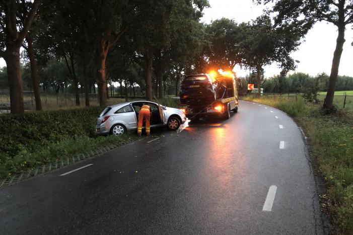 Auto raakt van de weg en belandt in sloot