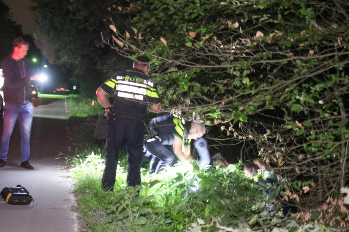 Auto crasht in weiland, bestuurder gevlucht