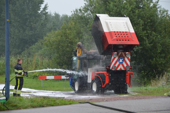 Grasmaaier vliegt in brand