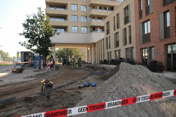 Gaslek ontstaan tijdens bestratingswerkzaamheden