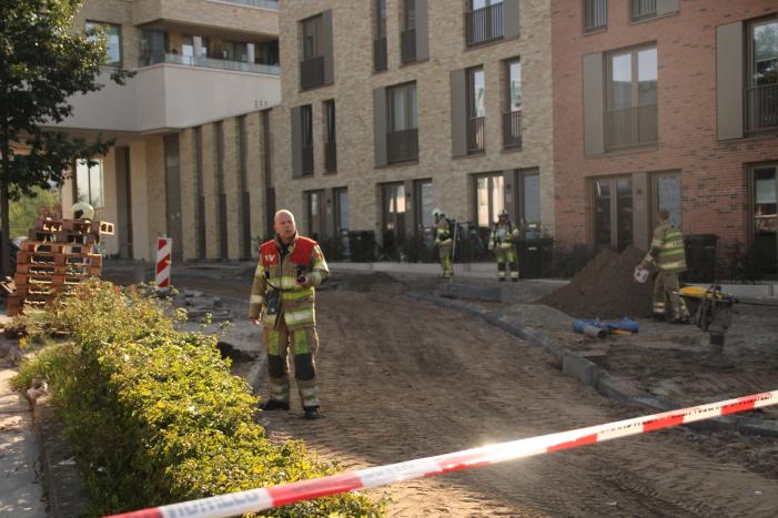 Gaslek ontstaan tijdens bestratingswerkzaamheden