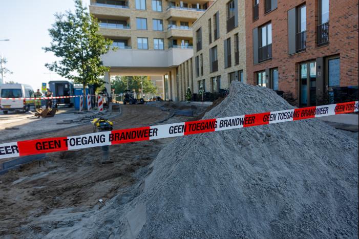 Gaslek ontstaan tijdens bestratingswerkzaamheden