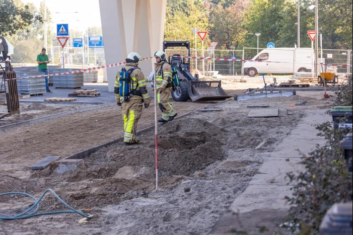 Gaslek ontstaan tijdens bestratingswerkzaamheden