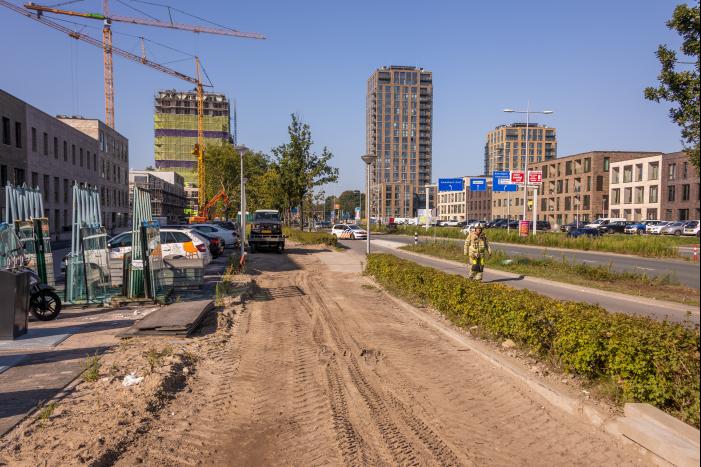 Gaslek ontstaan tijdens bestratingswerkzaamheden