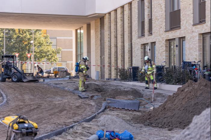 Gaslek ontstaan tijdens bestratingswerkzaamheden