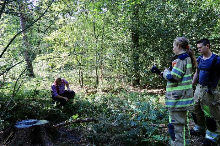 Brandweer blust brand met pionnen