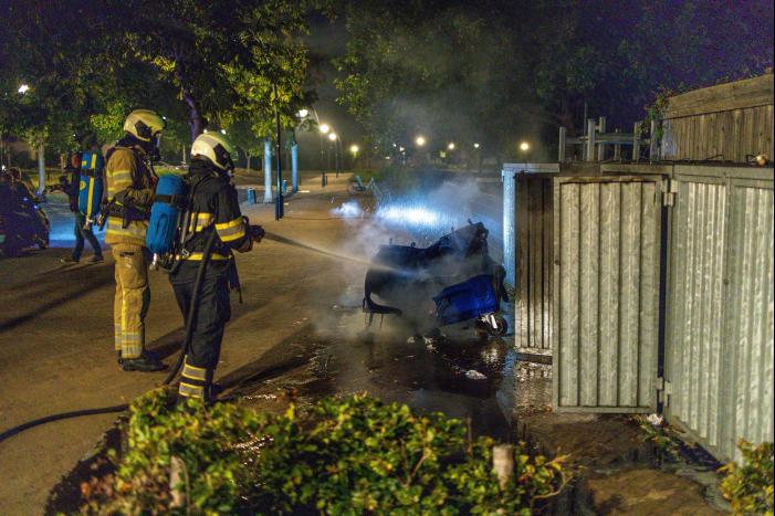 Papiercontainer verwoest door brand