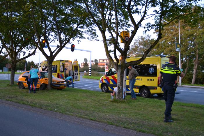 Twee personen gewond na botsing tegen boom