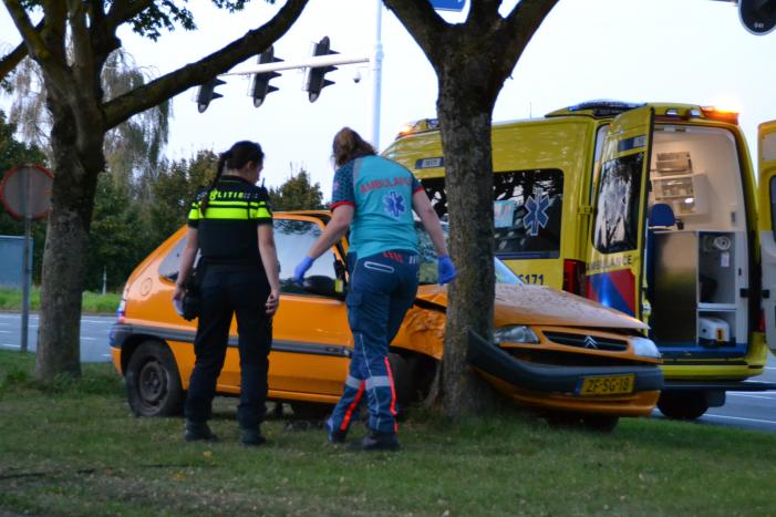 Twee personen gewond na botsing tegen boom