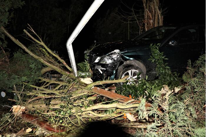Automobilist verliest macht over het stuur en raakt boom