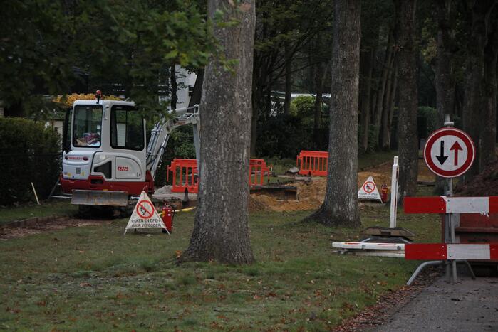 Gasleiding geraakt bij graafwerkzaamheden