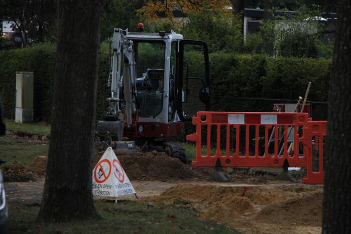 Gasleiding geraakt bij graafwerkzaamheden