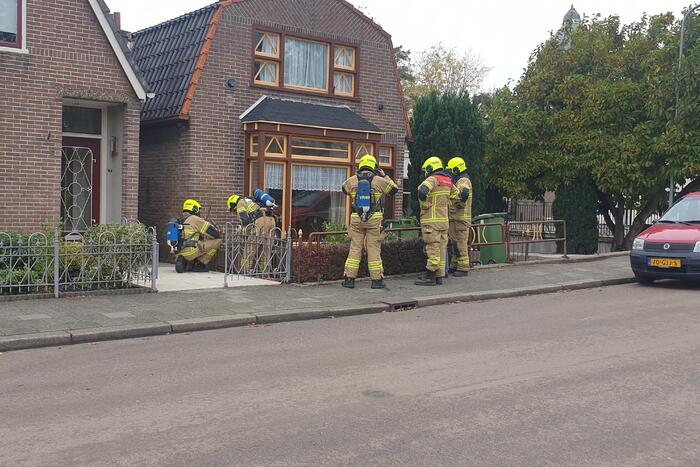 Gaslek in voortuin van woning