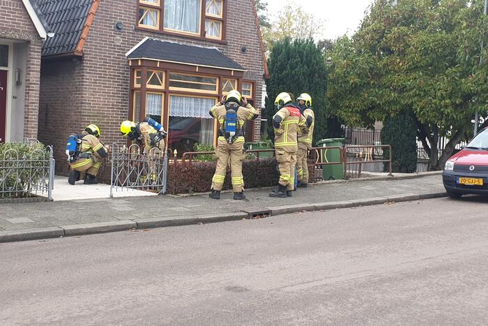 Gaslek in voortuin van woning