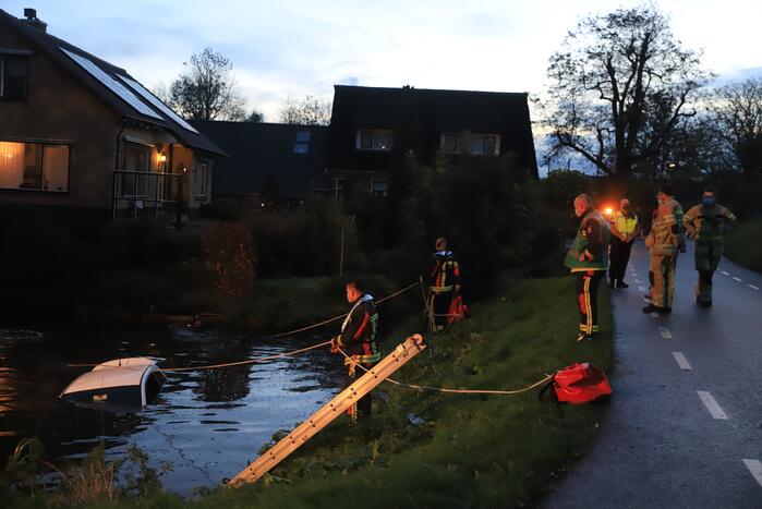 Automobiliste raakt van de weg belandt te water