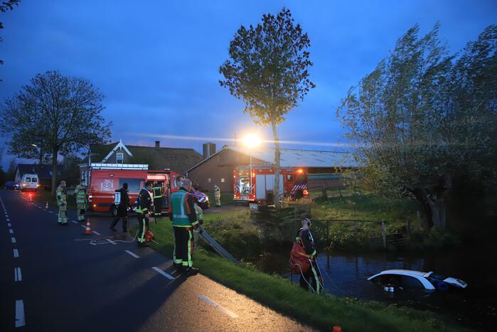 Automobiliste raakt van de weg belandt te water