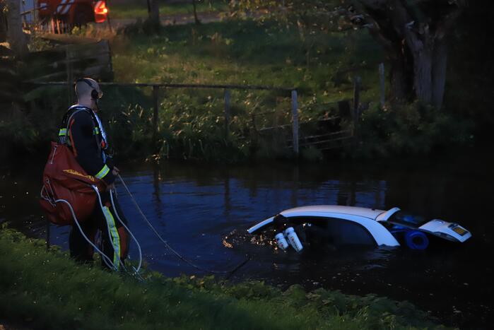Automobiliste raakt van de weg belandt te water