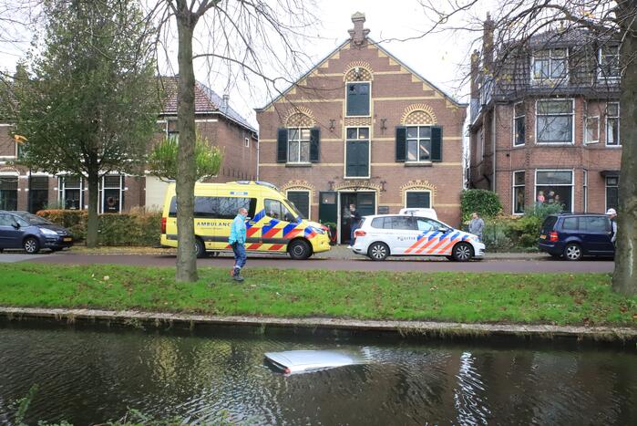 Personenauto wijkt uit en raakt te water