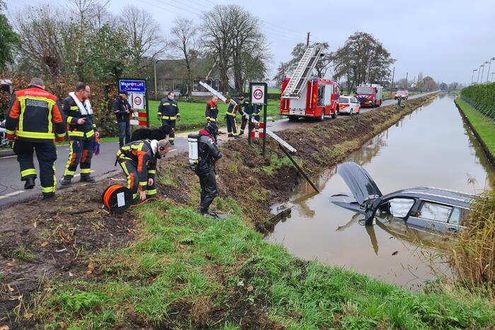 Auto belandt te water