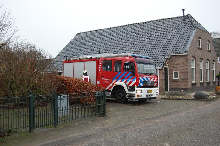 Brandweer blust brand in schoorsteen