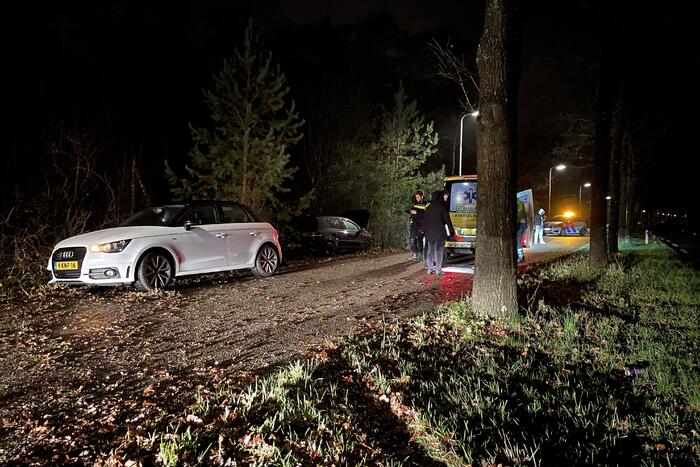 Bestuurder verliest macht over het stuur en rijdt in bosschage