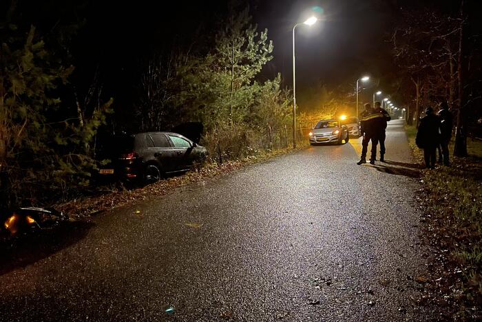 Bestuurder verliest macht over het stuur en rijdt in bosschage