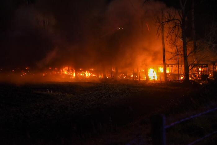 Bussen in brand bij Firma Maliepaard