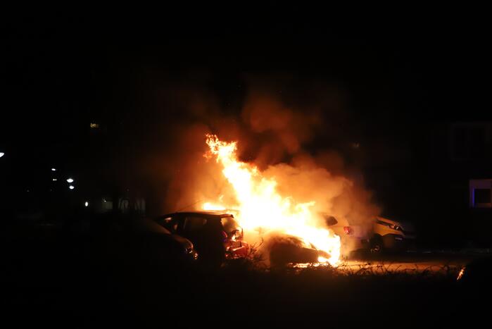 Twee auto's volledig uitgebrand