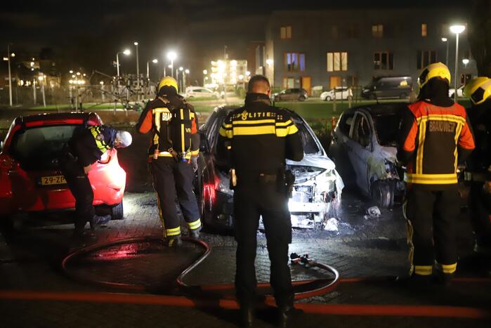 Twee auto's volledig uitgebrand