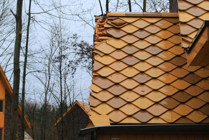 Boom waait om en beschadigt woningen, fietsen en auto