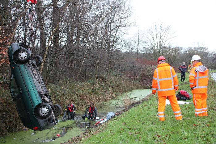 Auto raakt van de weg belandt op de kop in sloot