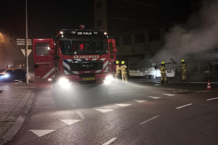 Caravan totaal verwoest door brand