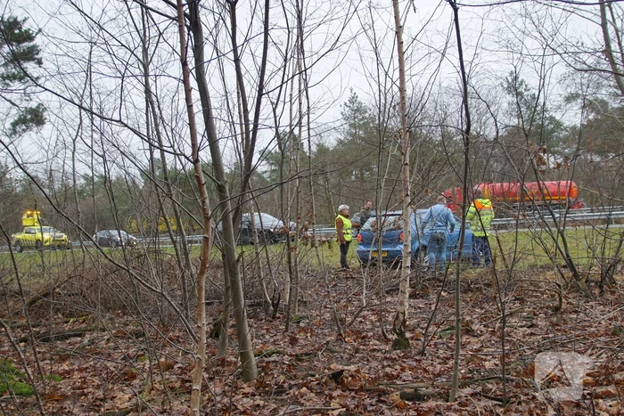 Auto belandt in berm langs snelweg