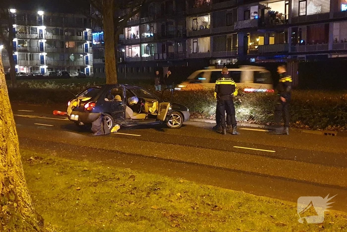 Personenauto totalloss na botsing tegen boom