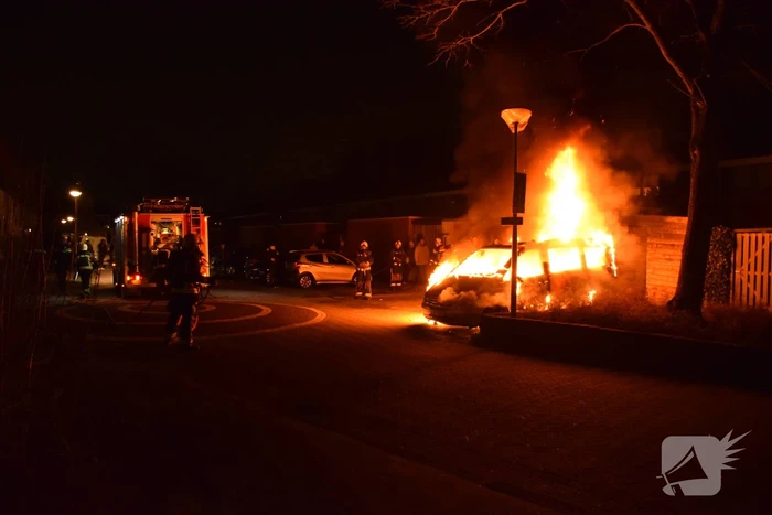 Bestelbus volledig verwoest door brand