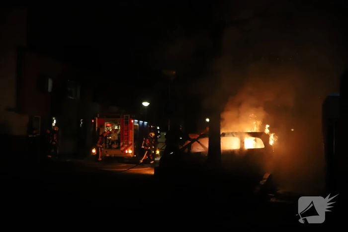 Bestelbus volledig verwoest door brand