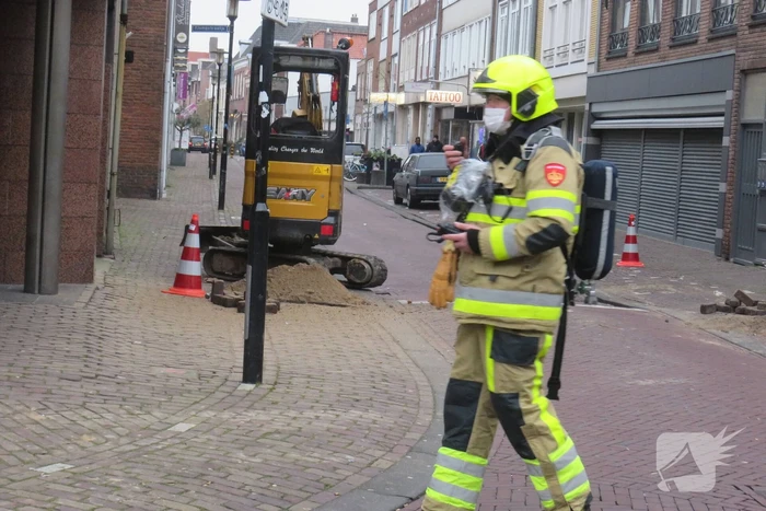 Gaslekkage in winkelstraat