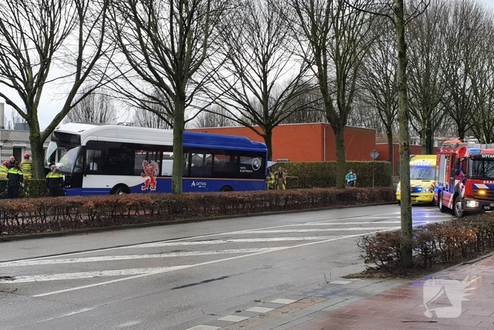 Lijnbus op boom gebotst